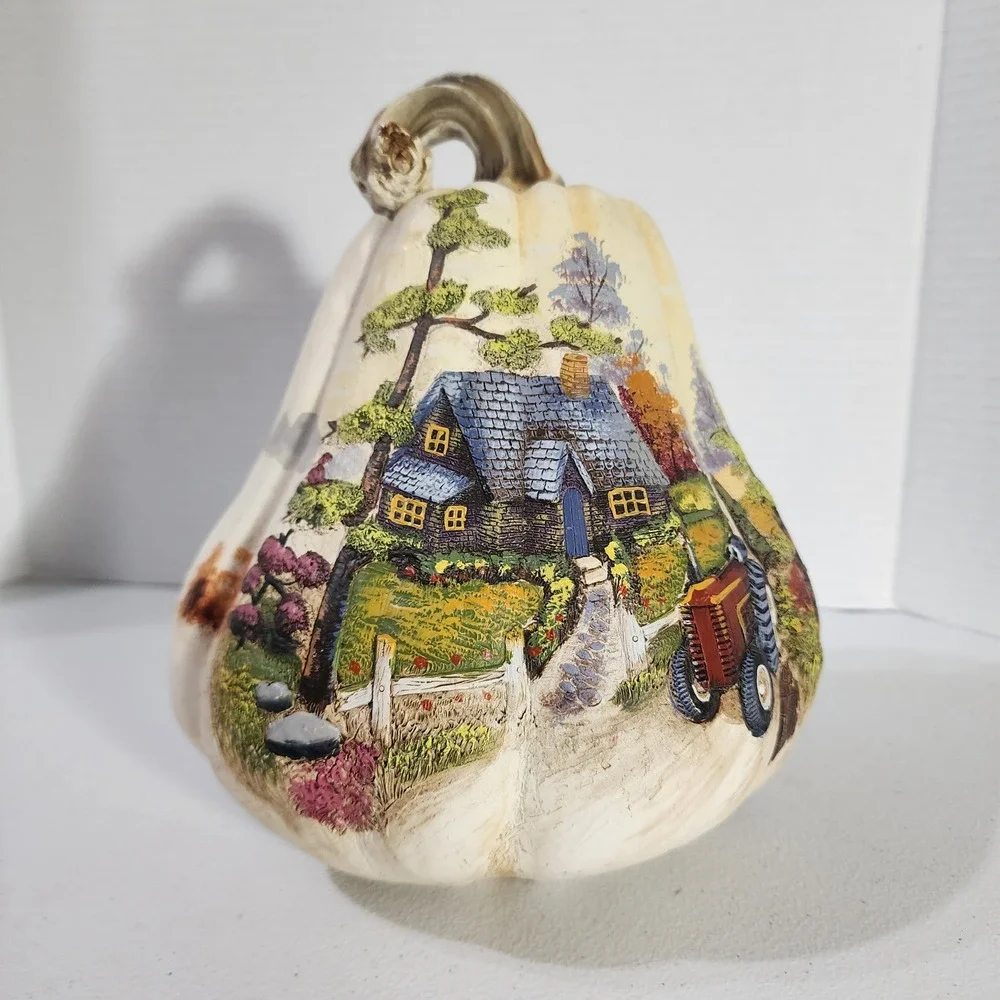Hobby Lobby Fall 2013 Painted Pumpkin Gourd Cottage Farmhouse Decor 5029038